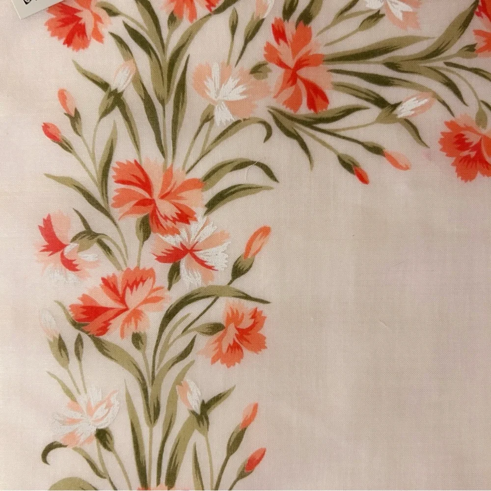 NWT Hanae Mori Pink Floral Handkerchief 100% Cotton Scarf, Japanese Designer VTG